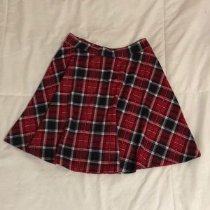 Red & Black Plaid Circle Skater Skirt